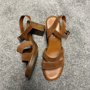 Elegant Brown Suede Heeled Sandals